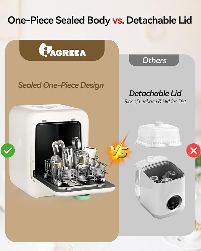 IAGREEA Baby Bottle Washer, Sterilizer and Dryer, All-in-One Pro Cleaning Machine for Bottles, Pump Parts & Baby Essentials, Effortless Care, Replaces Hand Washing, BPA-Free, 72-hour Storage