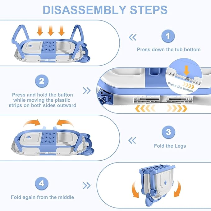 TPN Collapsible Baby Bathtub, Baby Bath Tub with Soft Cushion & Real-Time Thermometer, Baby Bathtub Infant to Toddler Tub (0-36 Months), Portable Newborn Travel Bath tub