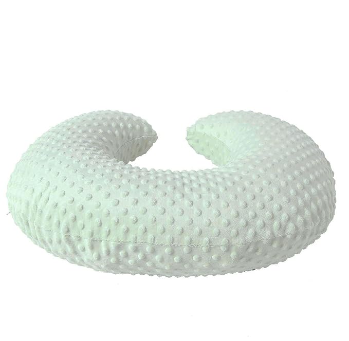 QUENESS Nursing Pillow and Positioner, Breastfeeding, Bottle Feeding, Baby Sitting Support with Removable Ultra Soft Cover, Tummy Time Support for Baby Boys and Girls (Green)