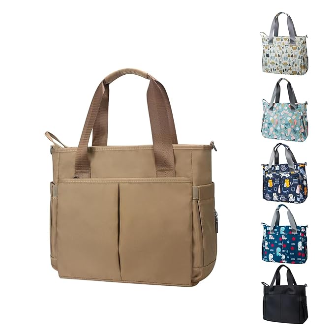 Diaper Bag Tote Satchel Waterproof Messenger Baby Diaper Bags for Mom and Dad Multifunction Medium Travel Tote Bags (Khaki)