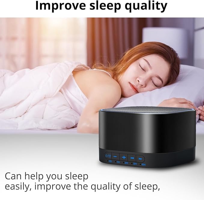 Magicteam White Noise Machine with 20 Non Looping Natural Soothing Sounds Memory Function 32 Levels of Volume Powered by AC or USB and Sleep Sound Timer Therapy for Baby Kids Adults Black