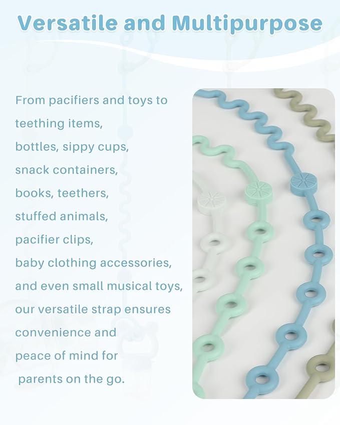 Toy Straps for Baby, Adjustable Toy Holder for Stroller Accessories, Silicone Tether Pacifier Clip, No Throw Travel Essential Leash for High Chair, Car Seat (boy-4 Pack)