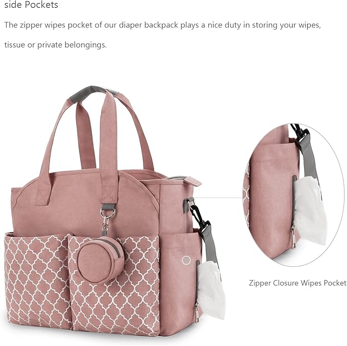 Diaper Bag Tote Large Multi-Function Baby Changing Bag for Mom with Changing Station Travel Nappy Bag for Women