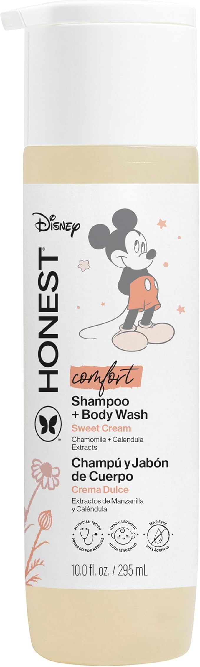 The Honest Company 2-in-1 Cleansing Shampoo Body Wash, Gentle Enough for Baby Dermatologist Tested Tear-free Hypoallergenic Disney’s Mickey Mouse Comfort Sweet Cream 10 fl oz