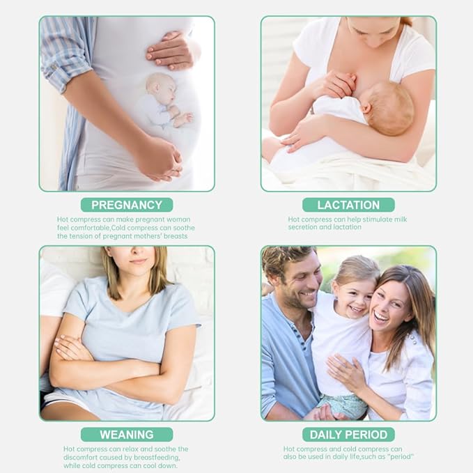 Hot/Cold Breast Gel Ice Packs Breast Cooling/Heat Pads Relief for Breastfeeding, Nursing Pain, Mastitis, Engorgement, Swelling, Plugged Ducts | Boost Milk Let-Down & Production,2 Pack (Green)