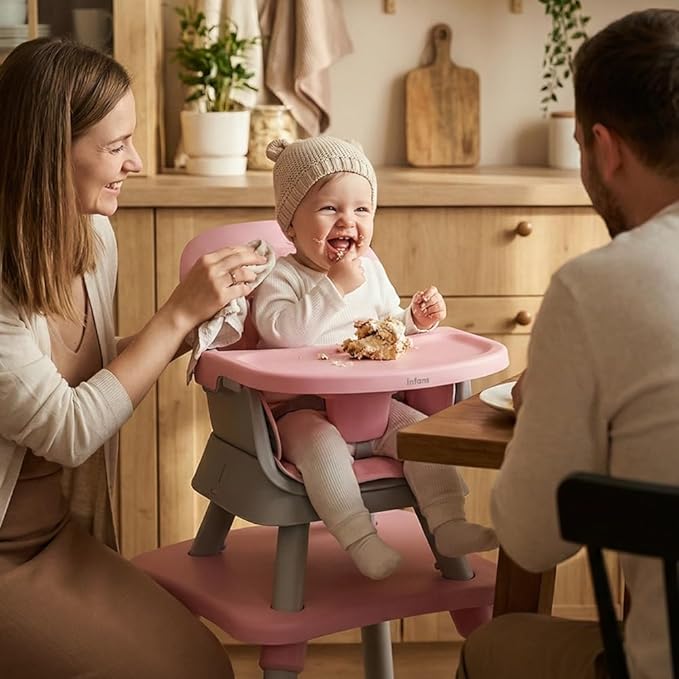 INFANS 8 in 1 Baby High Chair, Convertible Highchair for Babies and Toddlers, Infant Dining Booster Seat, Building Block Table, Kids Stool Table Chair Set with Removable Tray