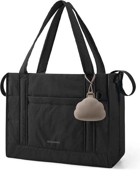 BAGSMART Diaper Bag Tote Puffer, Hospital Bag for Labor Delivery with Pacifier Case, Lightweight Baby Bag for Travel, Work | Multifunctional, Insulated Pockets, Water Resistance