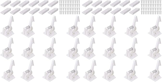 Vmaisi 24 Pack Cabinet Locks Child Safety Latches - Baby Proofing Cabinets Drawer Lock with Adhesive Easy Installation - No Drilling or Extra Screws (White)