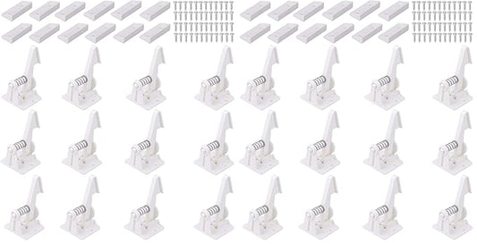 Vmaisi 24 Pack Cabinet Locks Child Safety Latches - Baby Proofing Cabinets Drawer Lock with Adhesive Easy Installation - No Drilling or Extra Screws (White)