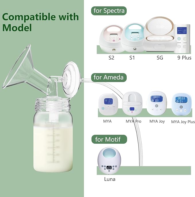 Breastmilk Storage Bottles Collection Bottles, 6oz Wide-Neck Breast Milk Container Compatible for Spectra S1 S2 SG Motif Luna Breast Pumps, Fit for Momcozy Breast Milk Cooler & Fridge, 4 Packs