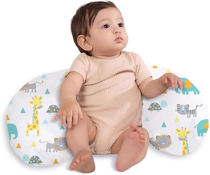 Little Grape Land Nursing Pillow, Upgraded Breast Feeding Pillow for Mom, Breastfeeding Bottle Feeding for 0–16 Months, Machine Washable Cover with Firm Breathable Filling for Tummy Time, Animals