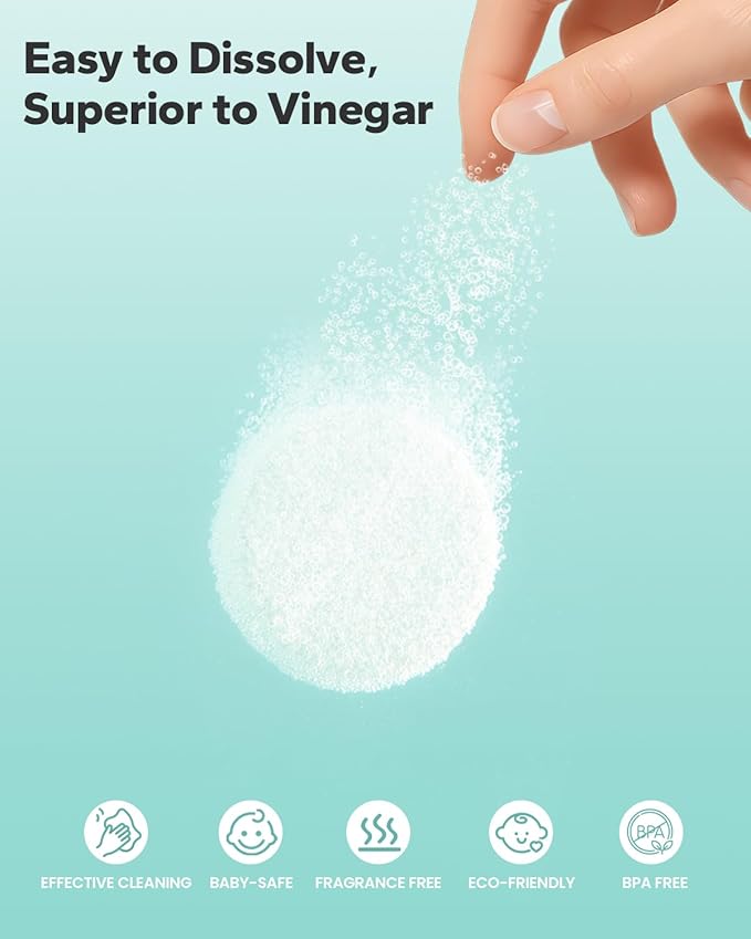 Descaling Tablets for Baby Bottle Washer, Compatible with Baby Brezza, Momcozy, Papablic Bottle Washer, Warmer, Sterilizer & Formula Maker, 10 Count Detergent Tablets