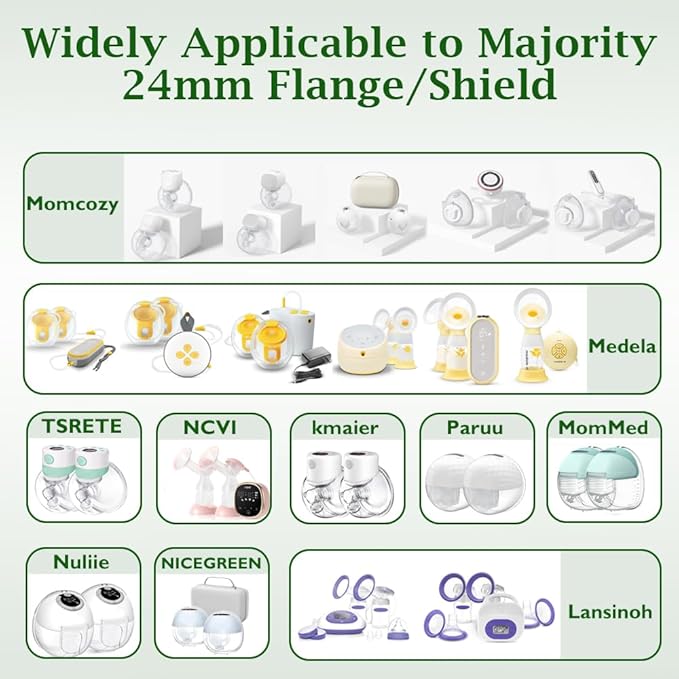Flange Inserts 16mm 6PCS Compatible with Momcozy/Medela/eufy/Spectra/Medela/TSRETE/Lansinoh Wearable Breast Pump, for The Most 24mm Shield/Flange Pump, Reduce 24mm Tunnel Down to Correct Size