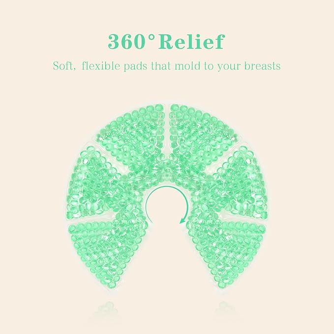 Hot/Cold Breast Gel Ice Packs Breast Cooling/Heat Pads Relief for Breastfeeding, Nursing Pain, Mastitis, Engorgement, Swelling, Plugged Ducts | Boost Milk Let-Down & Production,2 Pack (Green)