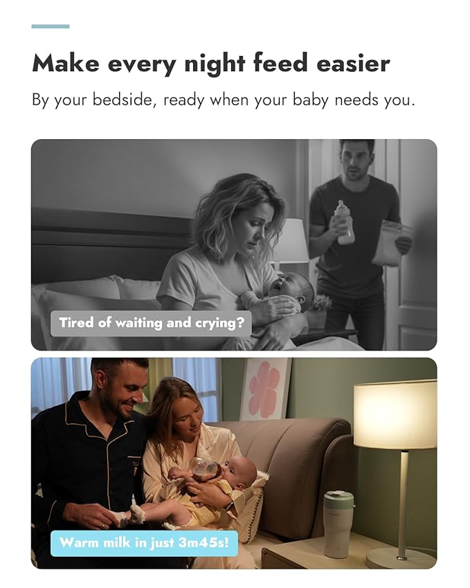 Papablic Portable Bottle Warmer for Home & Travel — 85W Fast Heating, Built-in Sterilizer, 4 Temp Settings, 6 Feeds per Charge, 3-Inch Wide Mouth, Fits Car Cup Holder