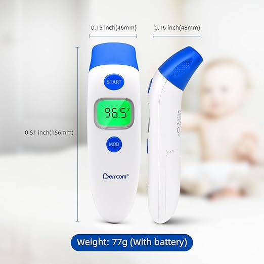Berrcom 3 in 1 Forehead and Ear Thermometer Indoors Non-Contact Backlight Body Object Temperature Checking Sensor Touchless Digital Thermometer with Fever Alert