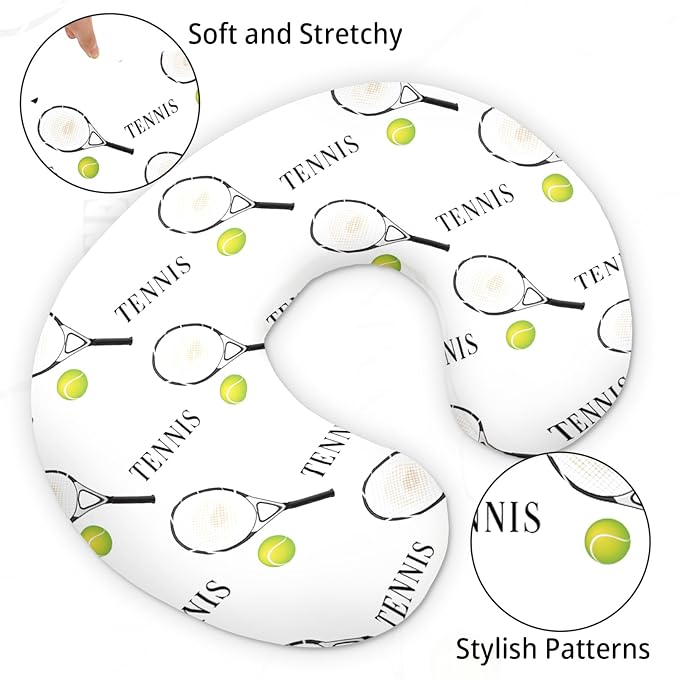 Rucekia Baby Nursing Pillow Cover - Personalized Name Tennis Theme Breastfeeding U-Shaped for Bottle Feeding, Ultra Soft Comfortable Breastfeeding Pillow Cover for Infant Baby Boys and Girls