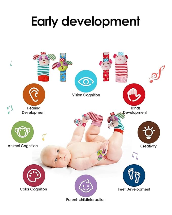 dearlomum Baby Play Mat Gym,Funny Play Piano Interactive Baby Activity Mat with 5 Infant Sensory Toys & 4 Wrist Rattle Socks, Boy & Girl Gifts for Newborn 0 to 3 6 9 12 Months(Pink)