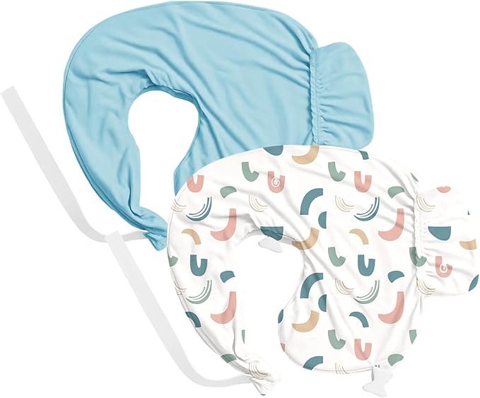 Nursing Pillow Cover 2-Pack, Fits Wrap-Around U-Shaped Nursing Support Pillows (22 x 16 x 5 in), Soft & Breathable, Easy On/Off – Covers Only