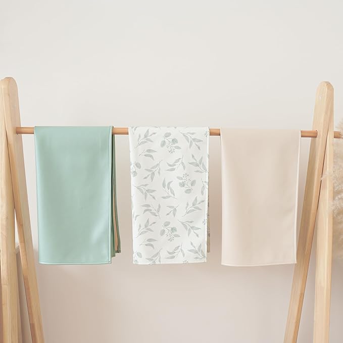 Konssy Faux Leather Baby Changing Mat, Waterproof, Wipeable & Portable Diaper Changing Pad for Travel or Home, Fits Perfectly in Diaper Bag, 30 x 17 inches (Green,Green Leaves)