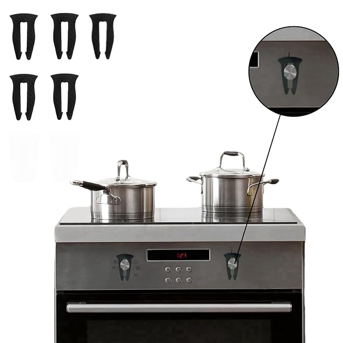 Universal Stove Knob Locks (5-Pack-Black) - Child Proof Gas Stove Safety Lock with Key, Easy Install No Tools Needed, Heat Resistant Baby Proofing Essentials for Kitchen Cooktop