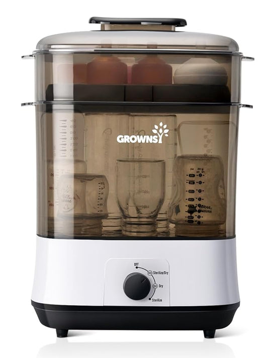 Grownsy Adjustable 4 in 1 Large Bottle Sterilizer and Dryer, 8 Bottles Capacity,Electric Steam Baby Bottle Sterilizer, Sanitizer for Baby Bottles & Pacifiers, Breast Pump Parts