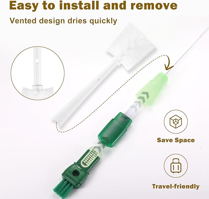 XYFuuee 5 Pack Dish Bottle Brush Set with 5-in-1 Cup Cleaning Brush, Dish Scrub Long Handle Brush with Scraper Tip, 3 Straw Cleaner Brushes for Stanley, Washing Kitchen Sink Pot Pan Water Bottle Stove