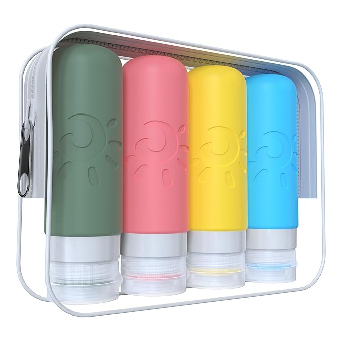 Zafit Travel Bottles for Toiletries, TSA Approved Travel Containers 3oz Leak Proof Travel Tubs Refillable Liquid Travel Accessories for Shampoo Conditioner Lotion Body Wash(Multicolored F)
