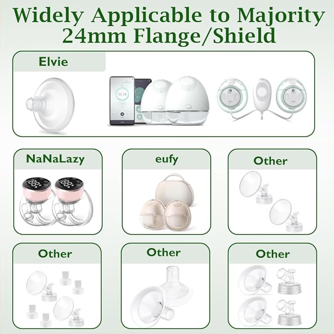 Flange Inserts 16mm 6PCS Compatible with Momcozy/Medela/eufy/Spectra/Medela/TSRETE/Lansinoh Wearable Breast Pump, for The Most 24mm Shield/Flange Pump, Reduce 24mm Tunnel Down to Correct Size