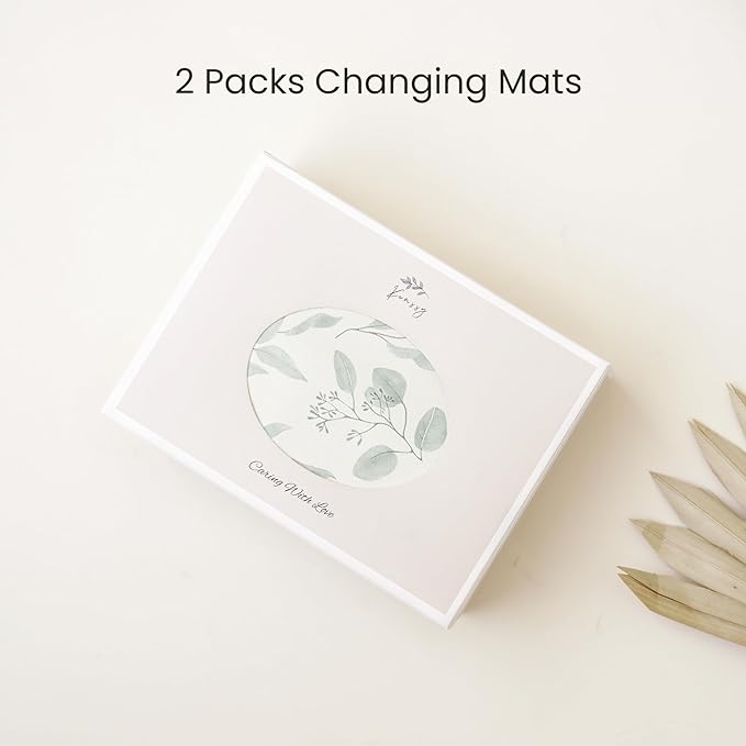 Konssy Faux Leather Baby Changing Mat, Waterproof, Wipeable & Portable Diaper Changing Pad for Travel or Home, Fits Perfectly in Diaper Bag, 30 x 17 inches (Green,Green Leaves)