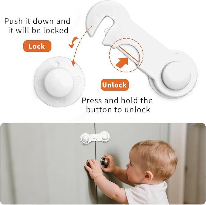 Cabinet Locks - Easy to Install no Tools Need or Drill - 4 Pack Child Safety Cabinet Proofing Baby Safety Cabinet Locks for Furniture Kitchen Ovens Toilet Seats