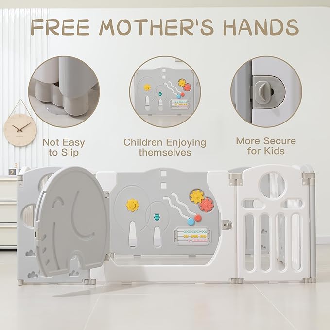 LulliSpace Baby Playpen,for Kids and Toddlers,Kids Activity Centre Safety Play Yard,Safety Gates for Indoor&Outdoor,Sturdy Baby Fence Area,Portable, Educational, and Safe Play Yard 18 Panels, White