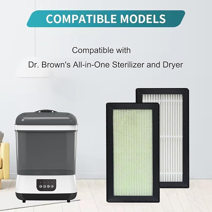 6 Pack HEPA H13 True Filter Replacement for Dr. Brown's Sterilizer and Dryer for Baby Bottles and Pacifiers
