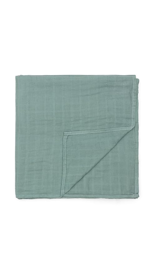 Organic Baby Muslin Swaddle Blankets - Solid Grey and Blue Swaddle Blanket 2 Pack - Soft Organic Cotton and Natural Bamboo Muslin, XLarge and Breathable, 47" X 47"