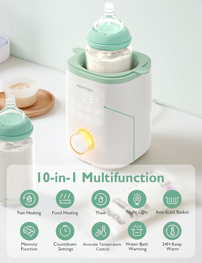Momcozy Baby Bottle Warmer for Breast Milk Formula Food, Fullest Nutrients Preserved, Fast Heat, Night Light for Nighttime Breastfeeding, One-Touch Easy Use, Newborn Essentials Supplies Gift for Mom