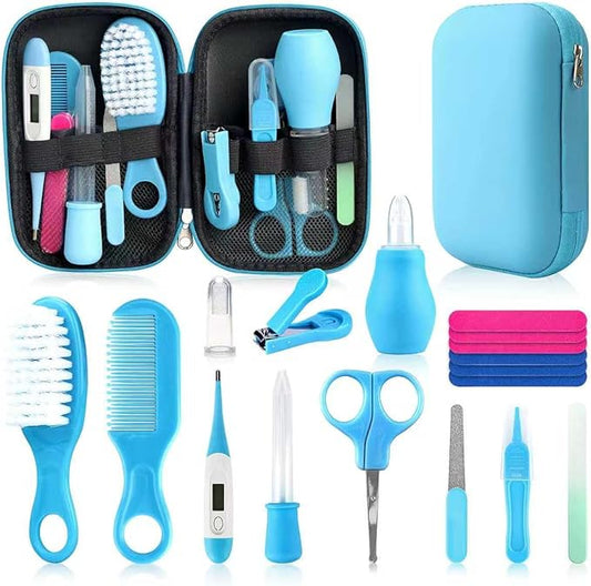 Baby Grooming Kit, Infant Safety Care Set with Hair Brush Comb Nail Clipper Nasal Aspirator Ear Cleaner,Baby Essentials Kit for Newborn Girls Boys