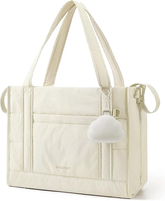 BAGSMART Diaper Bag Tote Puffer, Hospital Bag for Labor Delivery with Pacifier Case, Lightweight Baby Bag for Travel, Work | Multifunctional, Insulated Pockets, Water Resistance