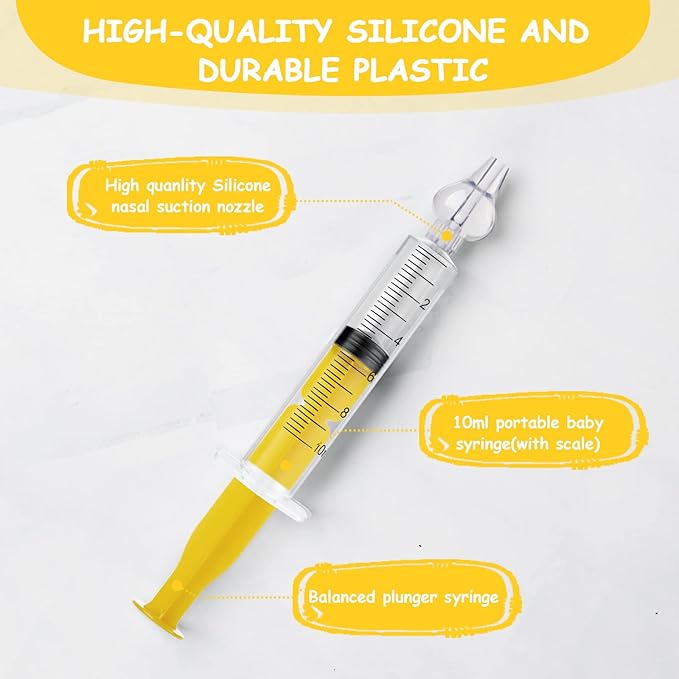Baby Nasal Irrigator, 4PCS Nasal Syringe for Baby, Syringe Nasal Irrigator with Tweezers & Cleaning Brush, Baby Nasal Aspirator with Silicone Nasal Suction Tips Portable Baby Nasal Syringe
