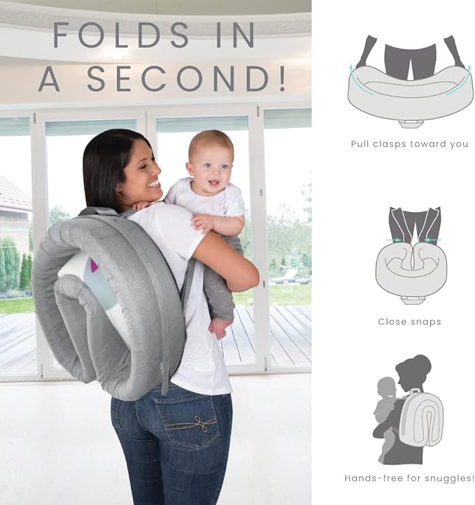 Lulyboo Portable Baby Travel Lounge & Playpen - Indoor/Outdoor Cuddle & Play Baby Bed, Adjustable Backpack, Waterproof, Lightweight, Includes Changing Pads, Plush Toys & Removable Canopy (Metro)