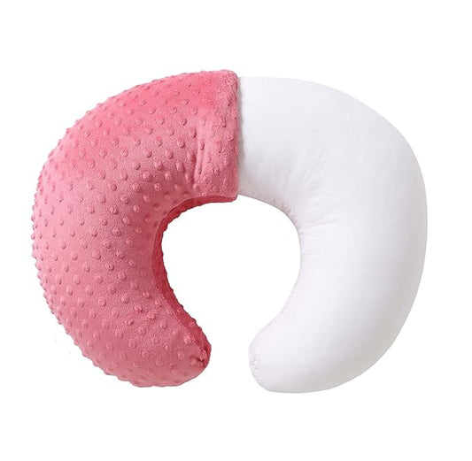 QUENESS Nursing Pillow and Positioner, Breastfeeding, Bottle Feeding, Baby Sitting Support with Removable Ultra Soft Cover, Tummy Time Support for Baby Boys and Girls (StrawberryRed)