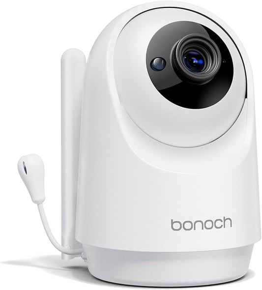 bonoch Add-on Baby Camera Unit for BBM14/BBM16 Only, 2K Video Baby Monitor Camera No WiFi, Split-Screen, Night Vision, 4X Zoom, 2-Way Audio, White Noise, 3Lullabies, Incompatible with Phone