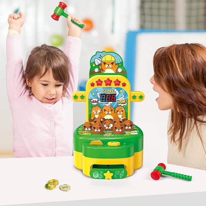 VATOS Hammer Game, Mini Electronic Arcade Game with 2 Hammers, Pounding Toys Toddler Toys for 3 4 5 6 7 8 Years Old Boys Girls, Developmental Toy Interactive Toy