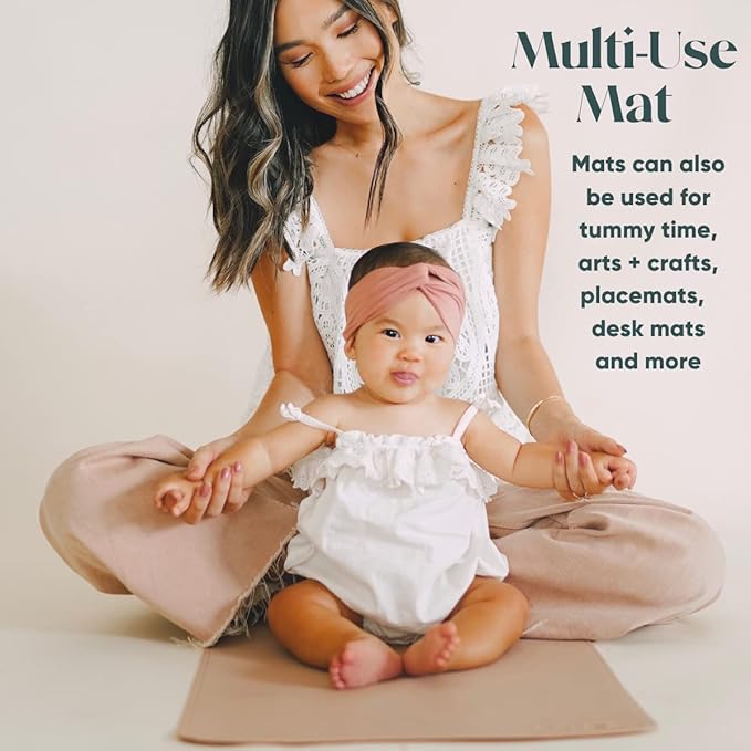 Ava + Oliver Vegan Leather Baby Changing Mat (16 X 30 in) - Multipurpose Wipeable and Portable Diaper Mat - Foldable for Travel (Tan)