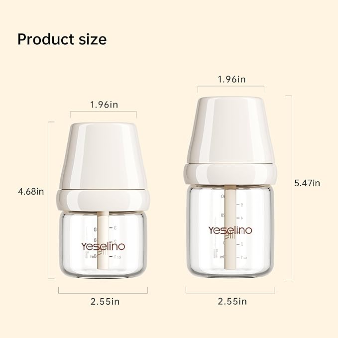 Natural Nursing Glass Baby Bottle - with Anti-Colic Vent System - BPA-Free, 3 oz and 5 oz Wide-Neck Baby Bottle with Slow Flow & Medium Flow Nipple, 0-6 Months, 2 Pack (Includes 4pcs Nipples)