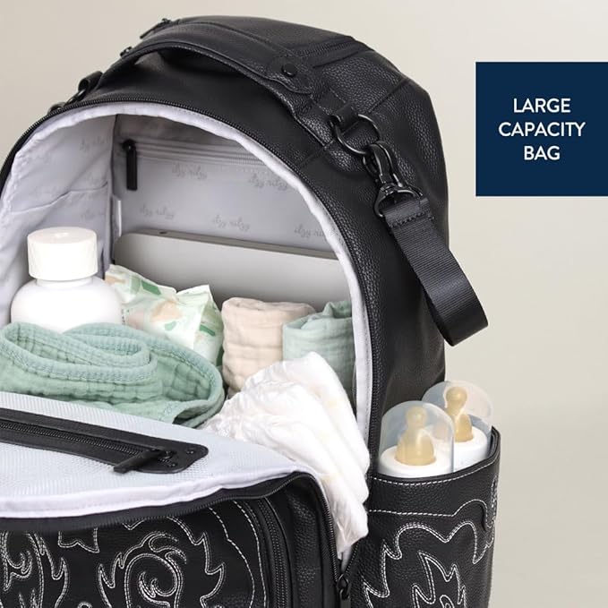 Itzy Ritzy Diaper Bag Backpack – Large Capacity Boss Plus Baby Backpack Diaper Bag Featuring 19 Pockets, Changing Pad, Stroller Clips, and Comfortable Straps (Outlaw)