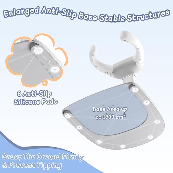 Baby Shower Stand, Toddler Bath Standing Support with Anti-Slip Base and Shower Holder, Adjustable Height, Soporte para Bañera de Bebé, Ideal Gift for Infants 6-36 Months-Grey