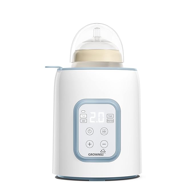 Grownsy Bottle Warmer, 8-in-1 Fast Baby Milk Warmer with Timer for Breastmilk or Formula, Accurate Temperature Control, Multifunctional Baby Bottle Warmers for All Bottles- Blue