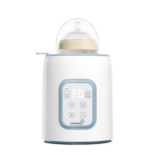Grownsy Bottle Warmer, 8-in-1 Fast Baby Milk Warmer with Timer for Breastmilk or Formula, Accurate Temperature Control, Multifunctional Baby Bottle Warmers for All Bottles- Blue