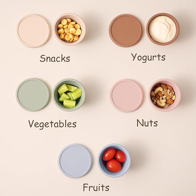 Silicone Baby Food Containers 6 Pack 4oz Baby Food Storage Set, Airtight Leak Proof Baby Feeding Cups, Freezer & Microwave Safe, Stackable Baby Snack Containers, Baby Shower Gift Andy Bear