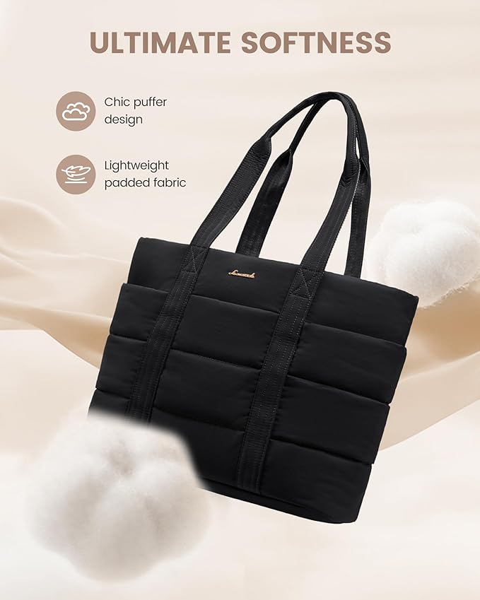 LOVEVOOK Diaper Bag Tote, 15.6inch Puffer Baby Diaper Bag Waterproof Travel Diaper Tote with Changing Pad Pacifier Case